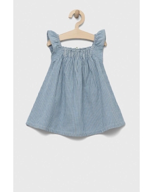 United Colors of Benetton sukienka bawełniana niemowlęca kolor niebieski mini rozkloszowana