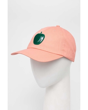 United Colors of Benetton czapka z daszkiem bawełniana kolor różowy z aplikacją