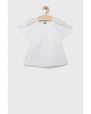 United Colors of Benetton bluzka bawełniana dziecięca kolor biały