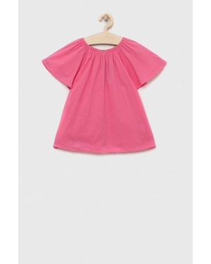 United Colors of Benetton bluzka bawełniana dziecięca kolor różowy