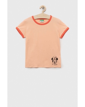 United Colors of Benetton t-shirt bawełniany dziecięcy kolor pomarańczowy
