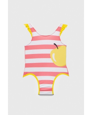 United Colors of Benetton jednoczęściowy strój kąpielowy niemowlęcy kolor różowy