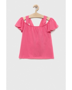 United Colors of Benetton bluzka bawełniana dziecięca kolor różowy gładka