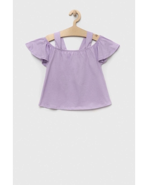 United Colors of Benetton bluzka bawełniana dziecięca kolor fioletowy gładka