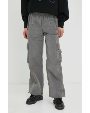 Rains spodnie 18980 Cargo Pants Wide kolor srebrny proste medium waist