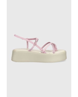 Vagabond Shoemakers sandały skórzane COURTNEY damskie kolor różowy na platformie