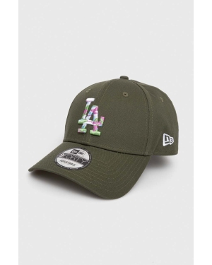 New Era czapka z daszkiem bawełniana kolor zielony z aplikacją LOS ANGELES DODGERS