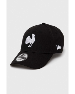 New Era czapka z daszkiem kolor czarny z aplikacją FRENCH FEDERATION OF RUGBY