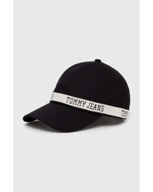 Tommy Jeans czapka z daszkiem bawełniana kolor czarny z nadrukiem