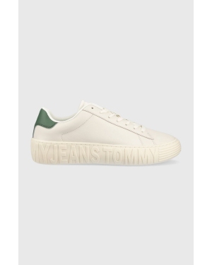 Tommy Jeans sneakersy skórzane TJM LEATHER OUTSOLE kolor biały EM0EM01213