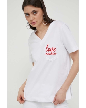 Love Moschino t-shirt bawełniany kolor biały