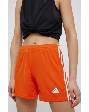 adidas Performance szorty treningowe GN8086 damskie kolor pomarańczowy gładkie medium waist