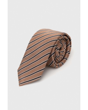 HUGO krawat jedwabny kolor beżowy