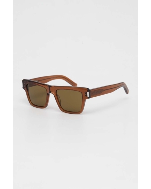 Saint Laurent okulary przeciwsłoneczne męskie kolor brązowy