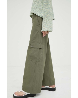 Résumé spodnie bawełniane kolor zielony szerokie high waist