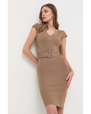 Marciano Guess sukienka kolor brązowy mini dopasowana