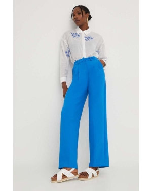 Answear Lab spodnie damskie kolor niebieski proste high waist