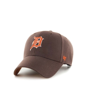 47brand czapka z daszkiem bawełniana MLB Detroit Tigers kolor brązowy z aplikacją