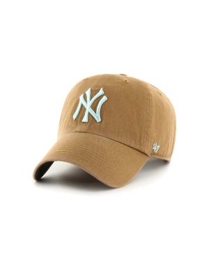 47brand czapka z daszkiem bawełniana MLB New York Yankees kolor beżowy z aplikacją