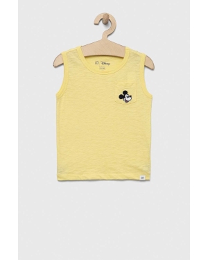 GAP t-shirt bawełniany dziecięcy x Disney kolor żółty z aplikacją