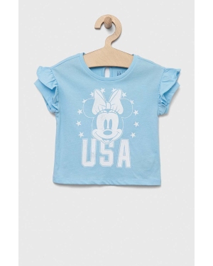 GAP t-shirt bawełniany dziecięcy x Disney kolor niebieski
