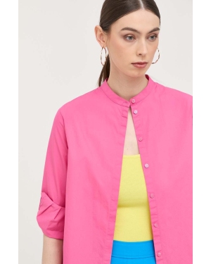 BOSS koszula bawełniana damska kolor różowy regular ze stójką