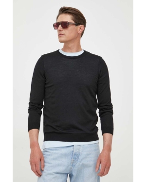 BOSS sweter wełniany męski kolor czarny lekki