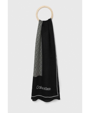 Calvin Klein chusta damska kolor czarny wzorzysta