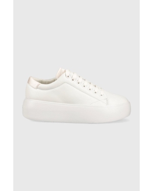 Calvin Klein sneakersy skórzane BUBBLE CUPSOLE LACE kolor biały HW0HW01778
