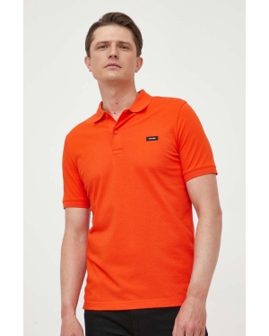 Calvin Klein polo męski kolor pomarańczowy gładki