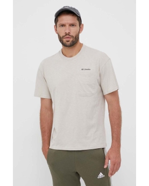 Columbia t-shirt bawełniany kolor beżowy gładki 2037491-278