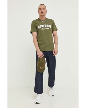 Converse t-shirt bawełniany kolor zielony z nadrukiem