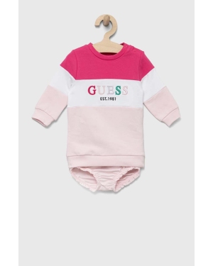 Guess sukienka niemowlęca kolor różowy mini prosta