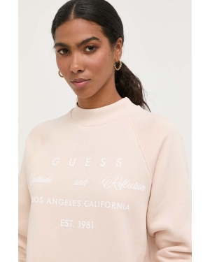 Guess bluza damska kolor beżowy wzorzysta