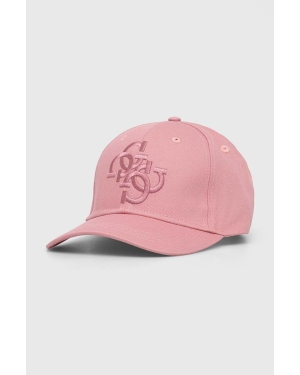 Guess czapka z daszkiem kolor różowy z aplikacją