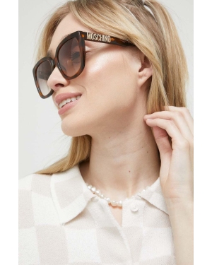 Moschino okulary przeciwsłoneczne damskie kolor brązowy