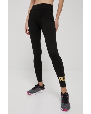 Puma legginsy essentials+ metallic damskie kolor czarny z nadrukiem 848307