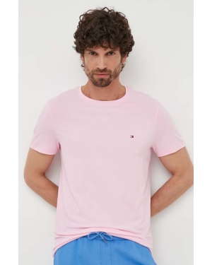 Tommy Hilfiger t-shirt męski kolor różowy gładki