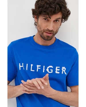 Tommy Hilfiger t-shirt bawełniany kolor niebieski z nadrukiem