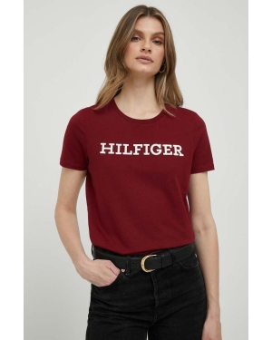 Tommy Hilfiger t-shirt bawełniany kolor bordowy