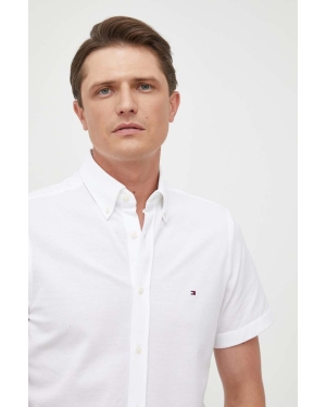 Tommy Hilfiger koszula bawełniana męska kolor biały slim z kołnierzykiem button-down