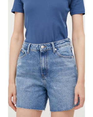 Tommy Hilfiger szorty jeansowe damskie kolor niebieski gładkie high waist