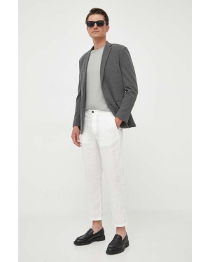 United Colors of Benetton spodnie lniane kolor biały proste