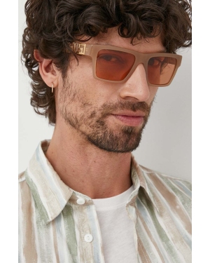 Versace okulary przeciwsłoneczne męskie kolor beżowy
