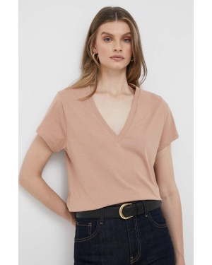 Sisley t-shirt bawełniany kolor brązowy