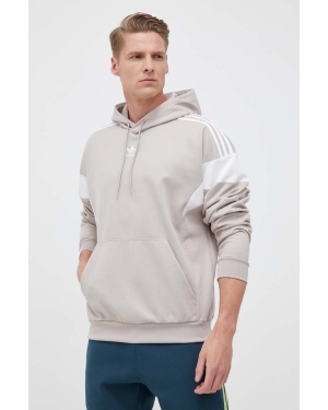 adidas Originals bluza męska kolor beżowy z kapturem wzorzysta
