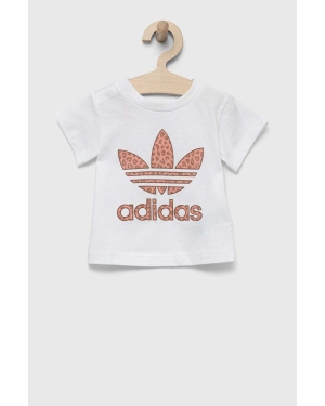 adidas Originals t-shirt bawełniany dziecięcy kolor biały