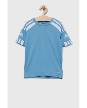 adidas Performance t-shirt dziecięcy kolor niebieski wzorzysty