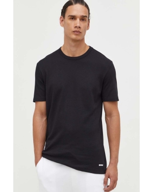 HUGO t-shirt bawełniany kolor czarny gładki