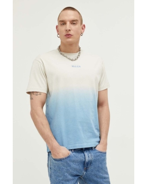 Nicce t-shirt bawełniany kolor niebieski wzorzysty